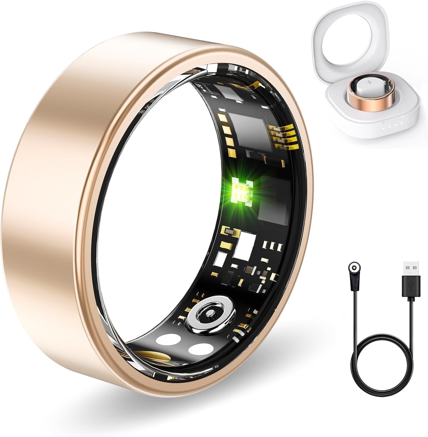 Anillos inteligentes de salud para mujeres y hombres, rastreador de fitness con frecuencia cardíaca, oxígeno en sangre, HRV, rastreador de sueño, rastreador de pasos, sin tarifa de suscripción, anillo