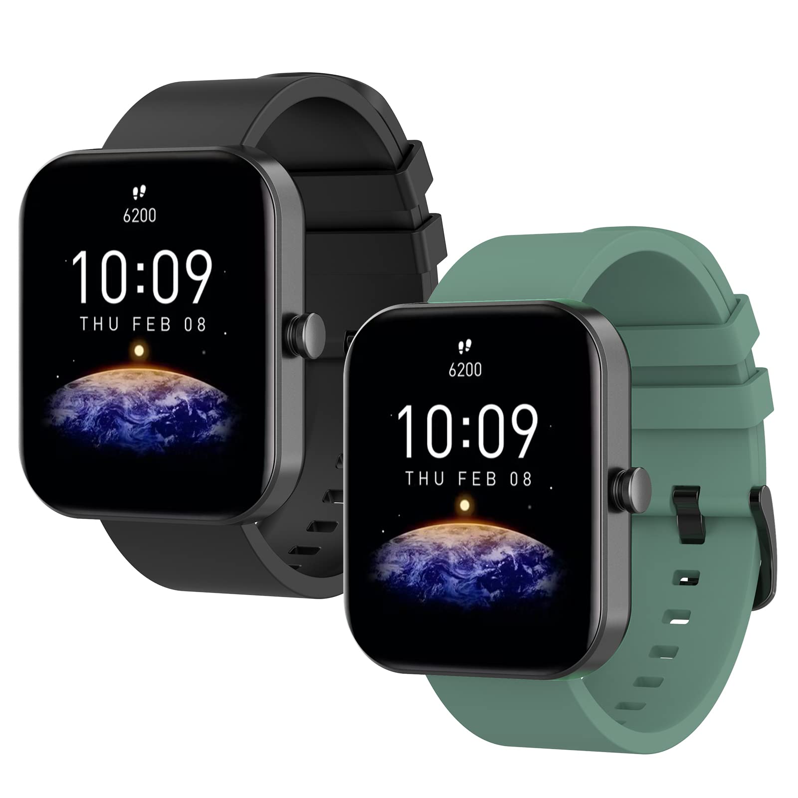 2 Pack 20mm Correa de Silicona Compatible con Amazfit Correa de Reloj, Pulsera Correa Compatible para Amazfit, Ajustable Banda de Reloj para Amazfit GTS 2 Mini/GTS 3/Amazfit Bip 3/Bip U Pro