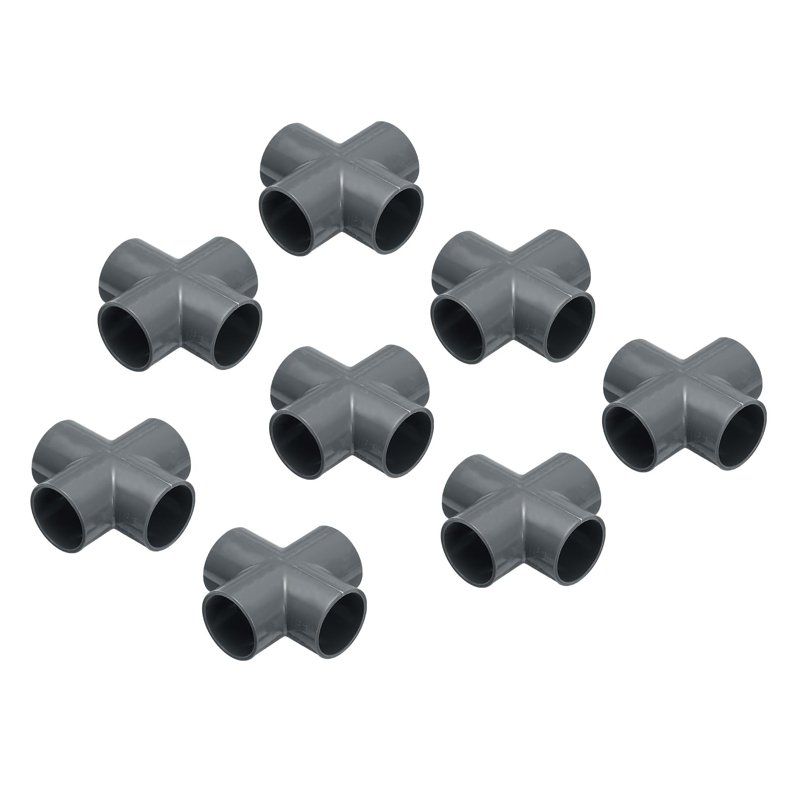 Acoplador de conducto de PVC de 40 mm y conectores de 4 vías grises en pack de 8 unidades