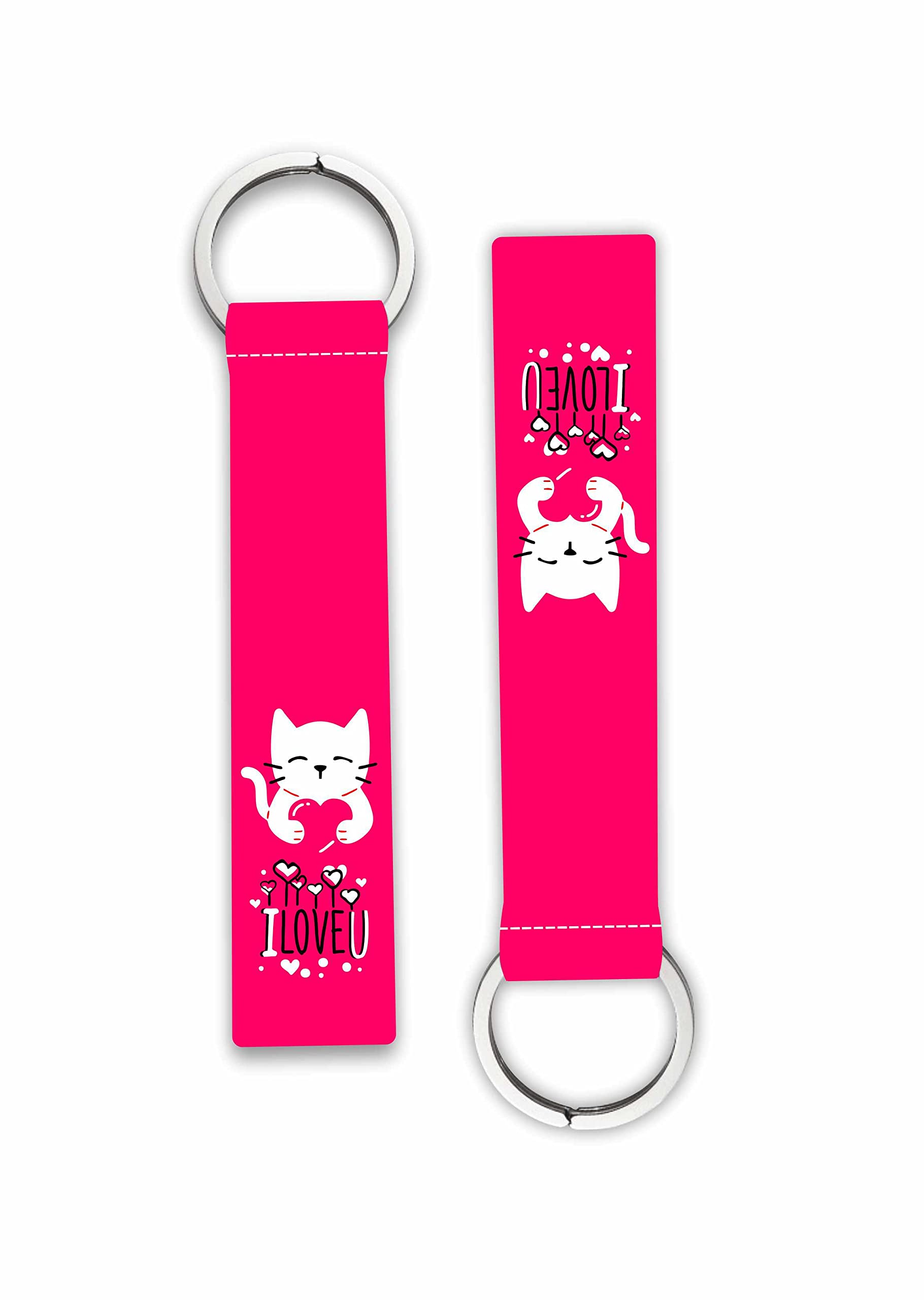 1Pcs Cute Cat Printed Lanyard Keychain Holder Scoters Cars Bikes Riders Boys Girls Men's Women's Scooters Key Holder Key Tag Multicolored (6 x 1 Inches)-image-5
