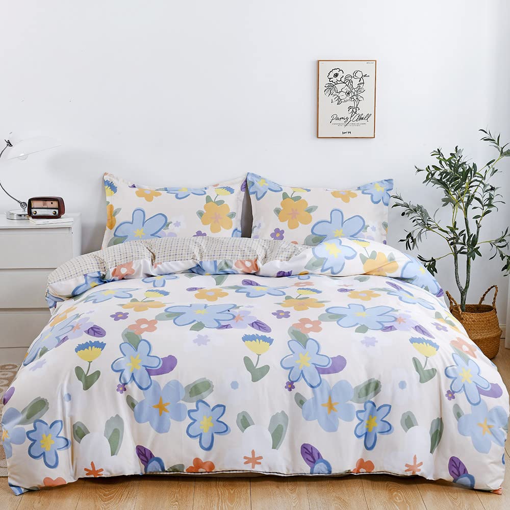 4-Piece Single Size Duvet Cover Set|1 Duvet Cover + 1 Fitted Sheet + 2 Pillow Cases|Microfibre|LOBLOLLY