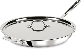 All-Clad D3 3-Ply Stainless Steel Fry Pan, 14 Inch, Induction, Oven Broiler Safe 500F, Lid Safe 350F, Pots and Pans, Cookware, Silver