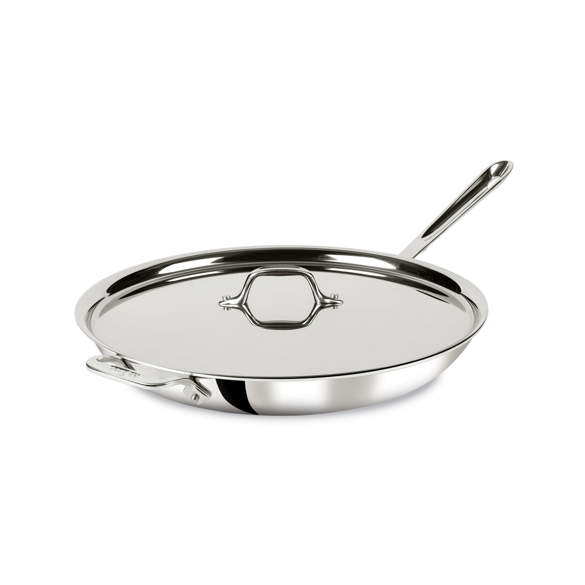 All-Clad D3 3-Ply Stainless Steel Fry Pan, 14 Inch, Induction, Oven Broiler Safe 500F, Lid Safe 350F, Pots and Pans, Cookware, Silver