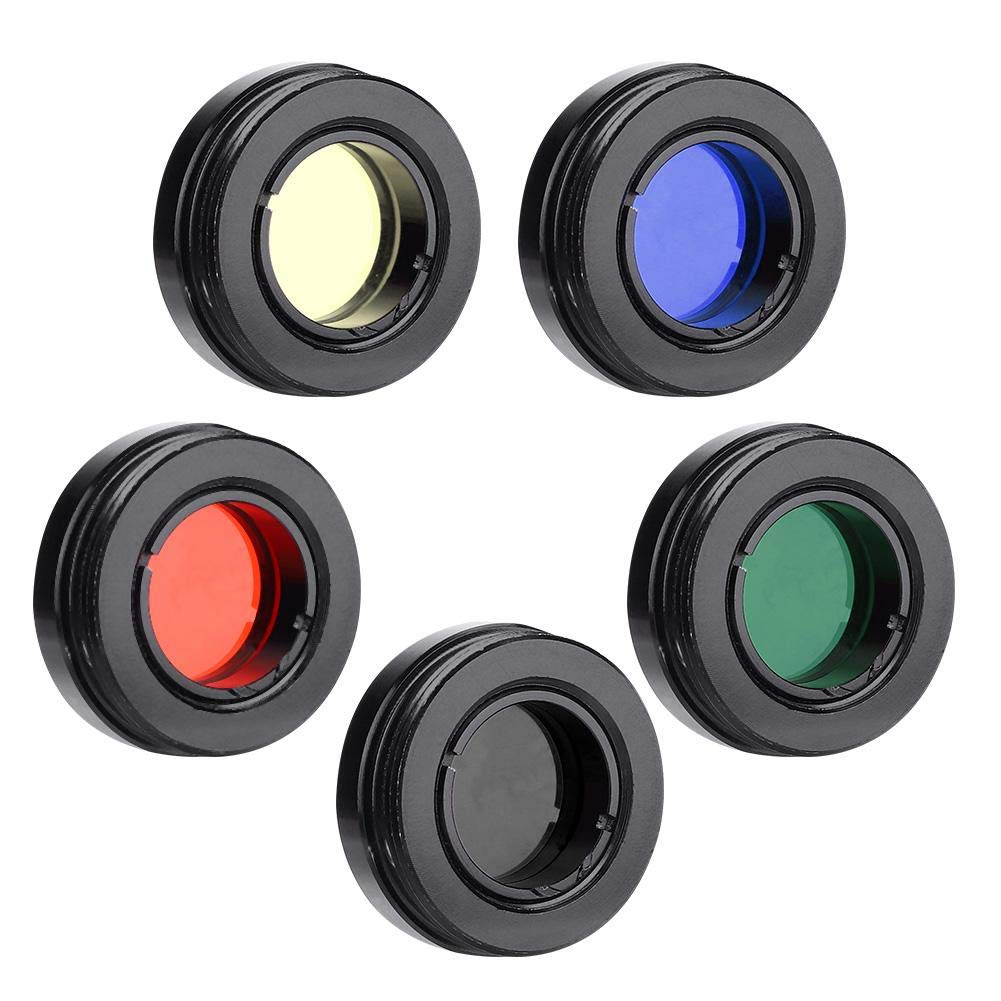 Filtres Télescope 1.25" (31.7 Mm) - 5 Couleurs Rouge/Jaune/Bleu/Vert/Noir - Pour Lune, Nébuleuses, Planètes - 3