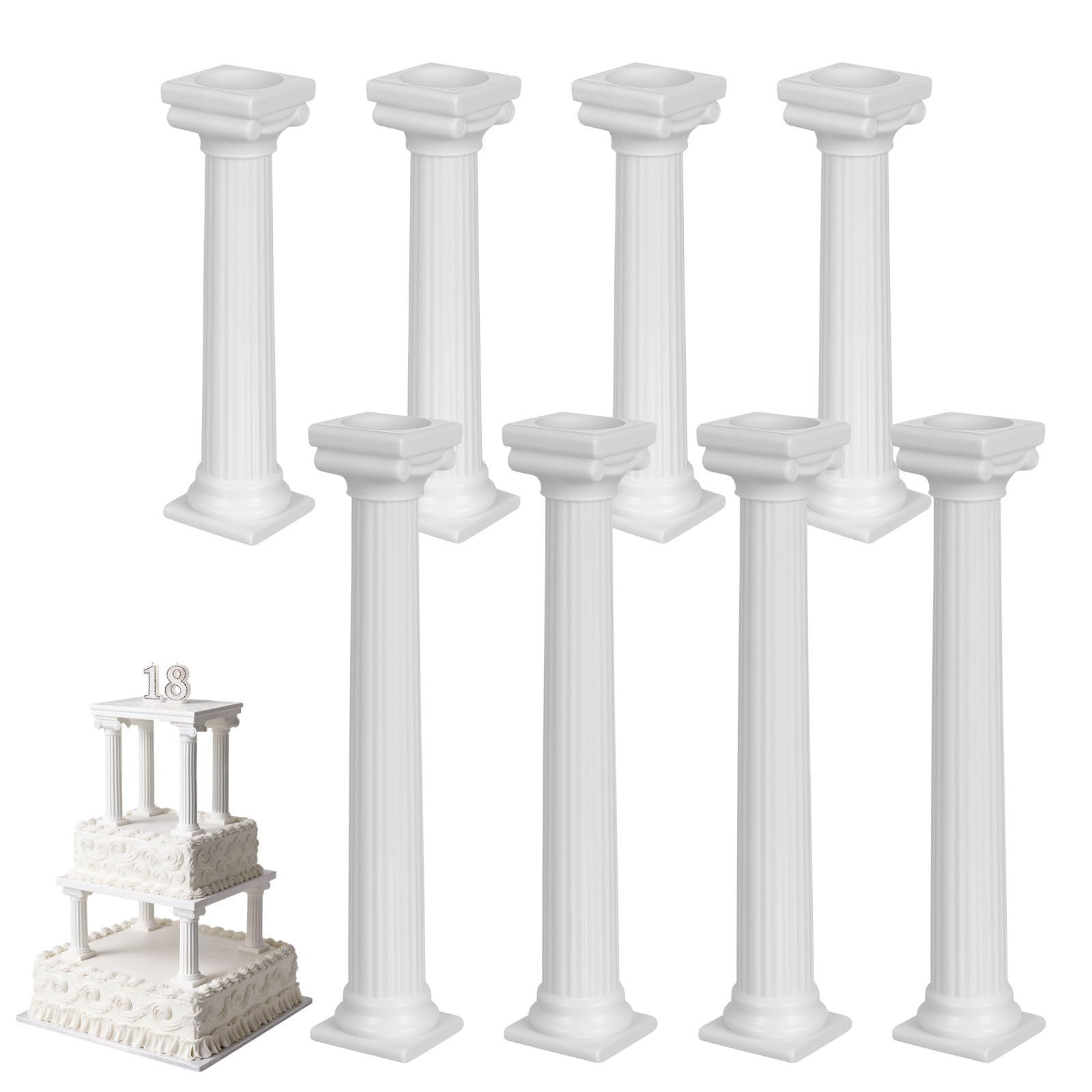 Colonnes romaines pour gâteau : évitez les effondrements avec ce support blanc x8