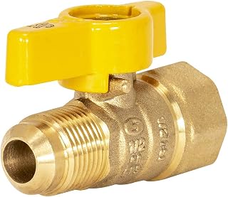 Eastman Brass Straight Gas Ball Valve Connector with Quarter-Turn Lever Handle, 1/2 Inch FIP x 1/2 Inch OD Tube, 60003