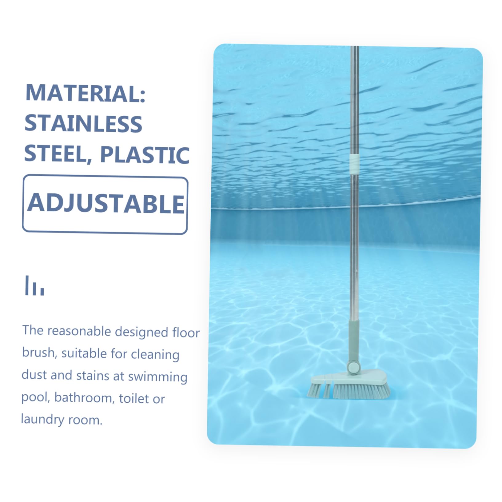 Abaodam Swimming Pool Cleaning Brush Durable Long Handle Floor Brush Scrubber for Tiles Walls Rotating Head for Pool Bathroom Laundry Cleaning Nordic
