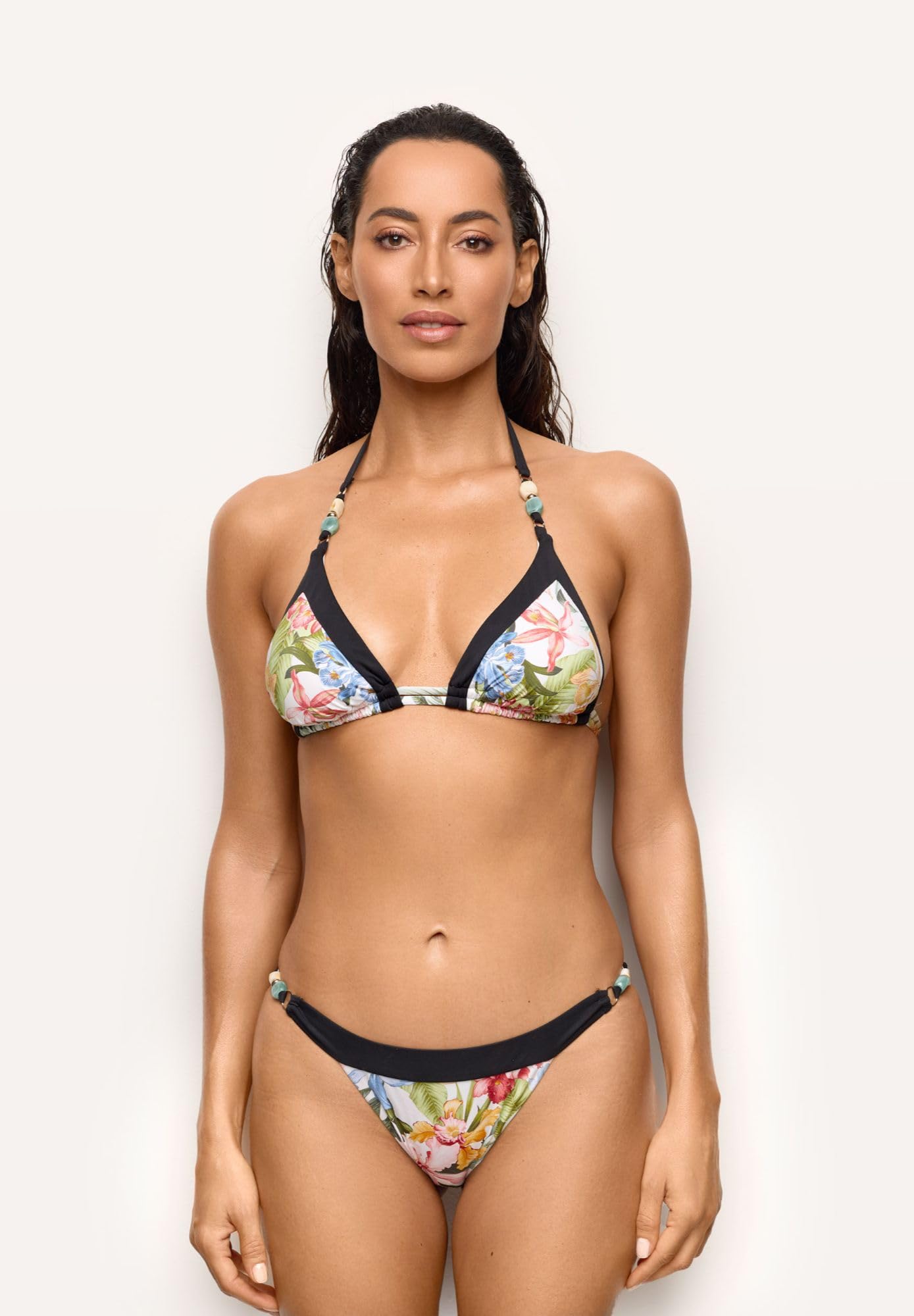 YAMAMAY - Bikini Parte Alta a Triangolo Senza Ferretto, Imbottitura Removibile, Donna, Tahiti, Multicolore, Stampa Floreale