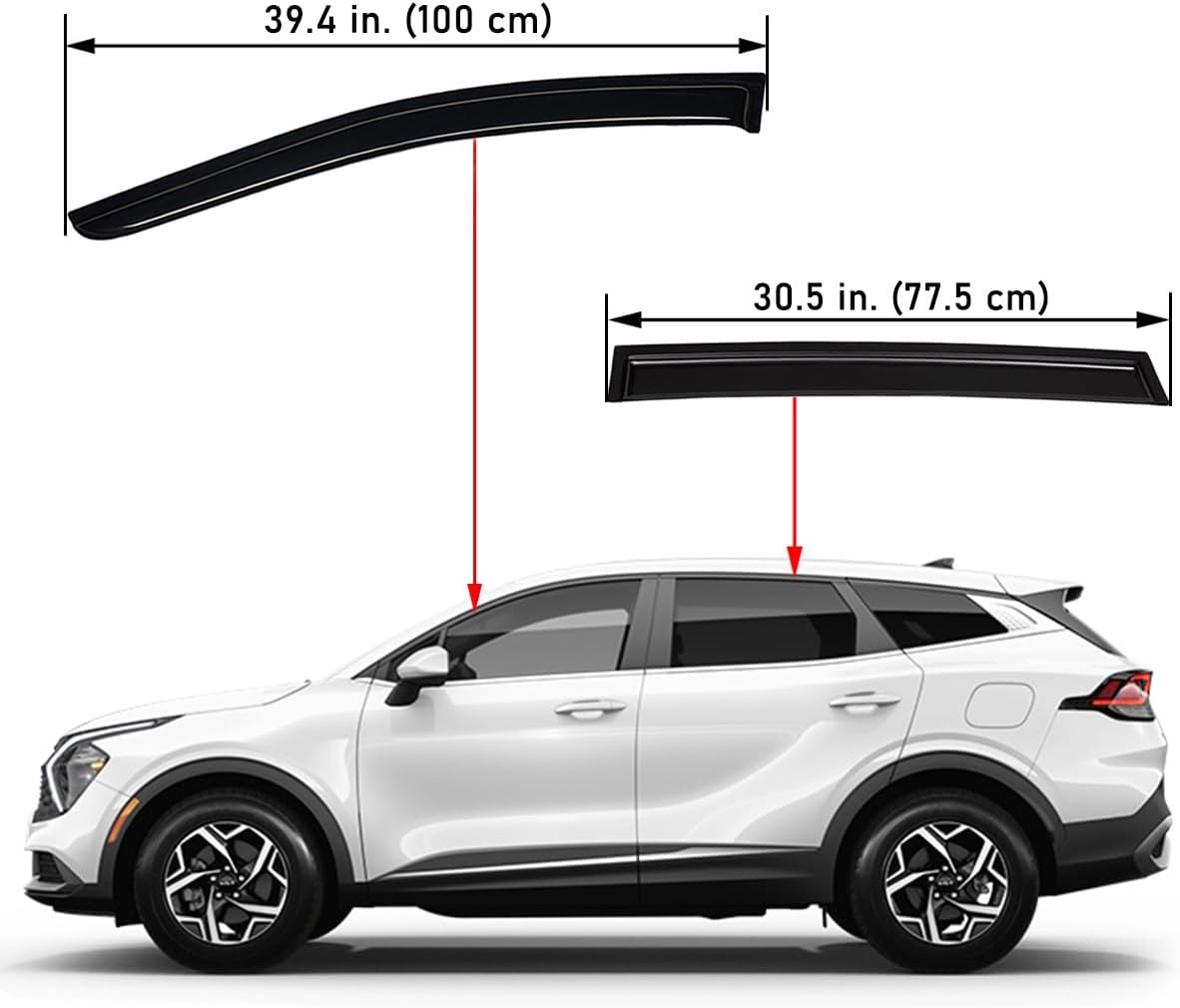 Lightronic Extra Durable Outside Mount Auto Vent Window Visor, Fits 2023-2025 Kia Sportage, UV Protection Rain Guard, Smoke Original Wind Deflector, No-Drill Easy Install, 4-Pcs
