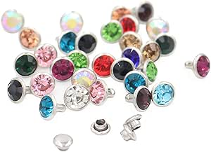 Amazon.com: ECYC 100 Sets 6mm Colorful Crystal Rivets, Rhinestone ...