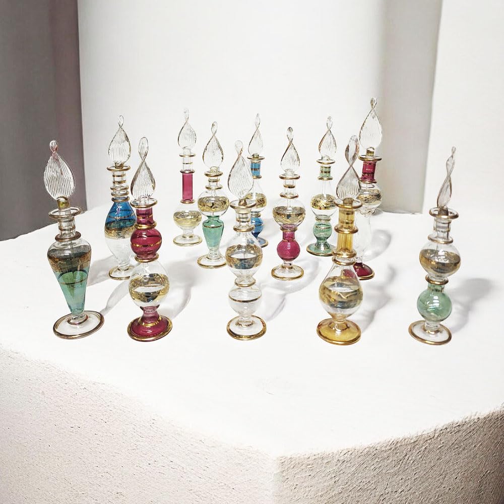 Frascos para Perfume de Vidrio Egipcio de 13 cm que Decoran tu Tocador y Baño