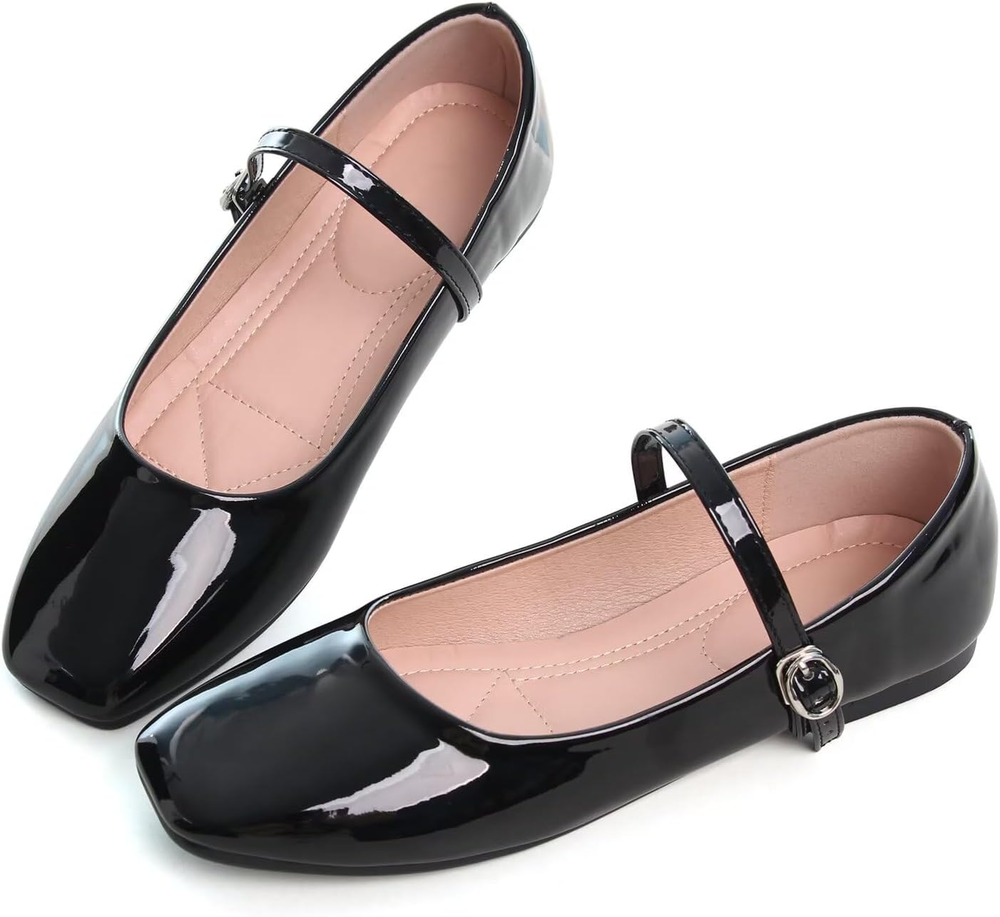 LUXINYU Women's Slip on Flats,Classy Round Toe Solid Classic Mary Jane Ballet Dance Shoes Soft Comfortable PU Flat Shoes - Image 2