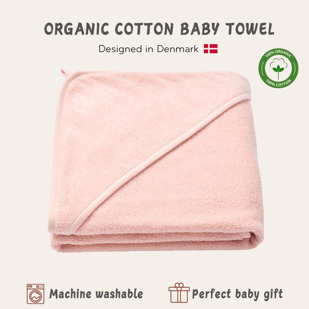 Baby Hooded Towel – Organic Cotton Baby Bath Towels – Baby Towels, Baby Bath Towels for Baby Boy, Baby Girl, 32" x 32" Super-Soft and Absorbent Baby Towels for Newborn (Blush) - Image 3