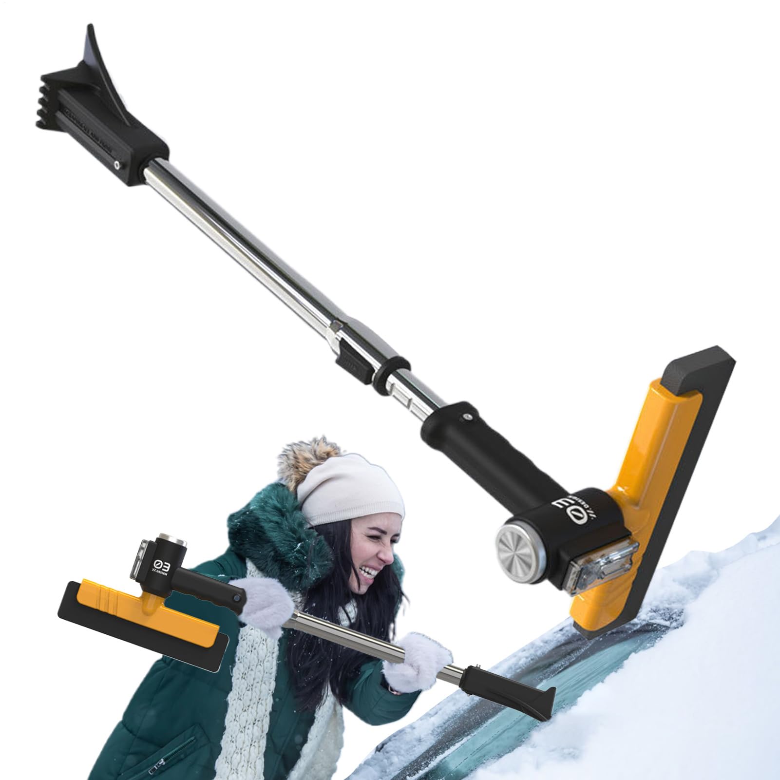 Snow Scraper Car, Light Ice Remover, chowane narzędzie do czyszczenia szyb, akcesoria do czyszczenia pojazdów zimowych, Heavy Duty Automotive Scrapers for, Windshields, Driveway, garaż, 108 cm