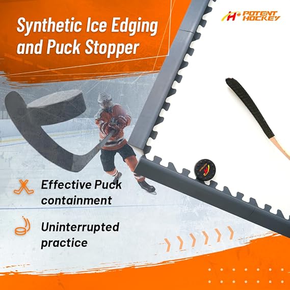 Ice Hockey Home Training Kit: 10 Pcs Synthetic Ice Tiles + 4 Puck Stopper edgings + 4 Rebounder Foams Skating, Stickhandling, Passing & Shooting Drills