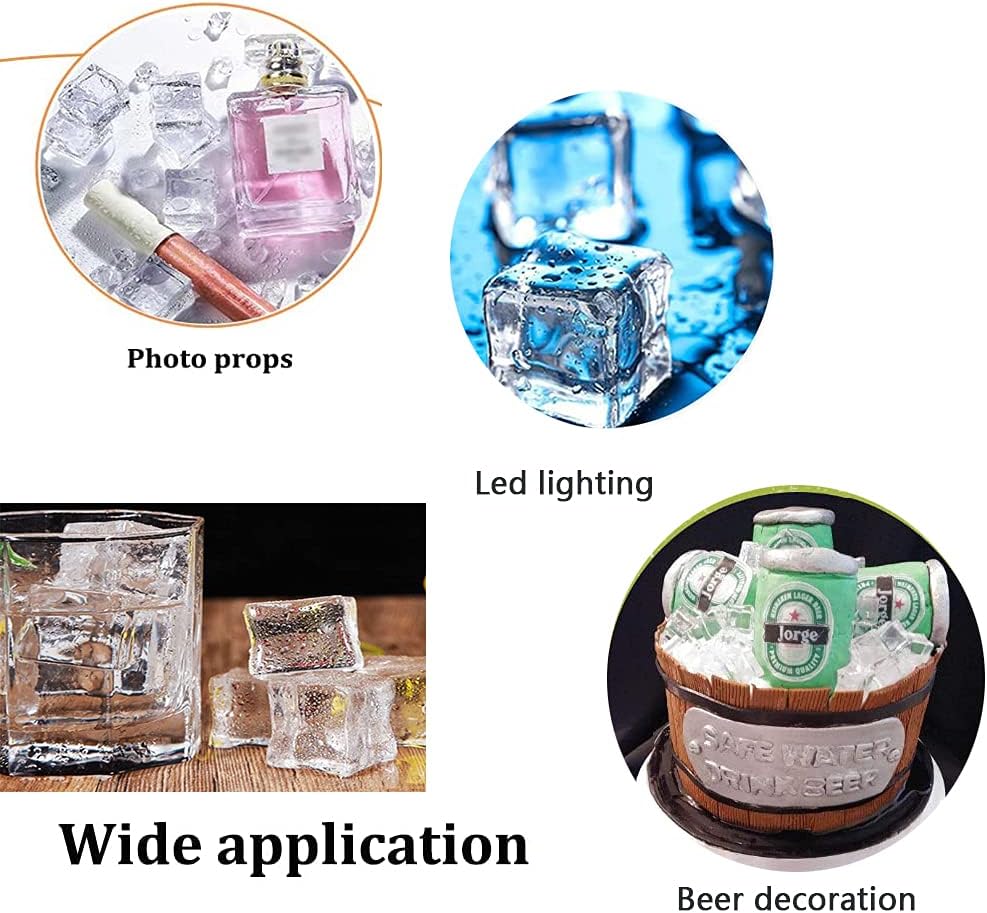 Fake Ice Cubes, 75 Pieces Artificial Fruit Set 50 Reusable Fake Clear