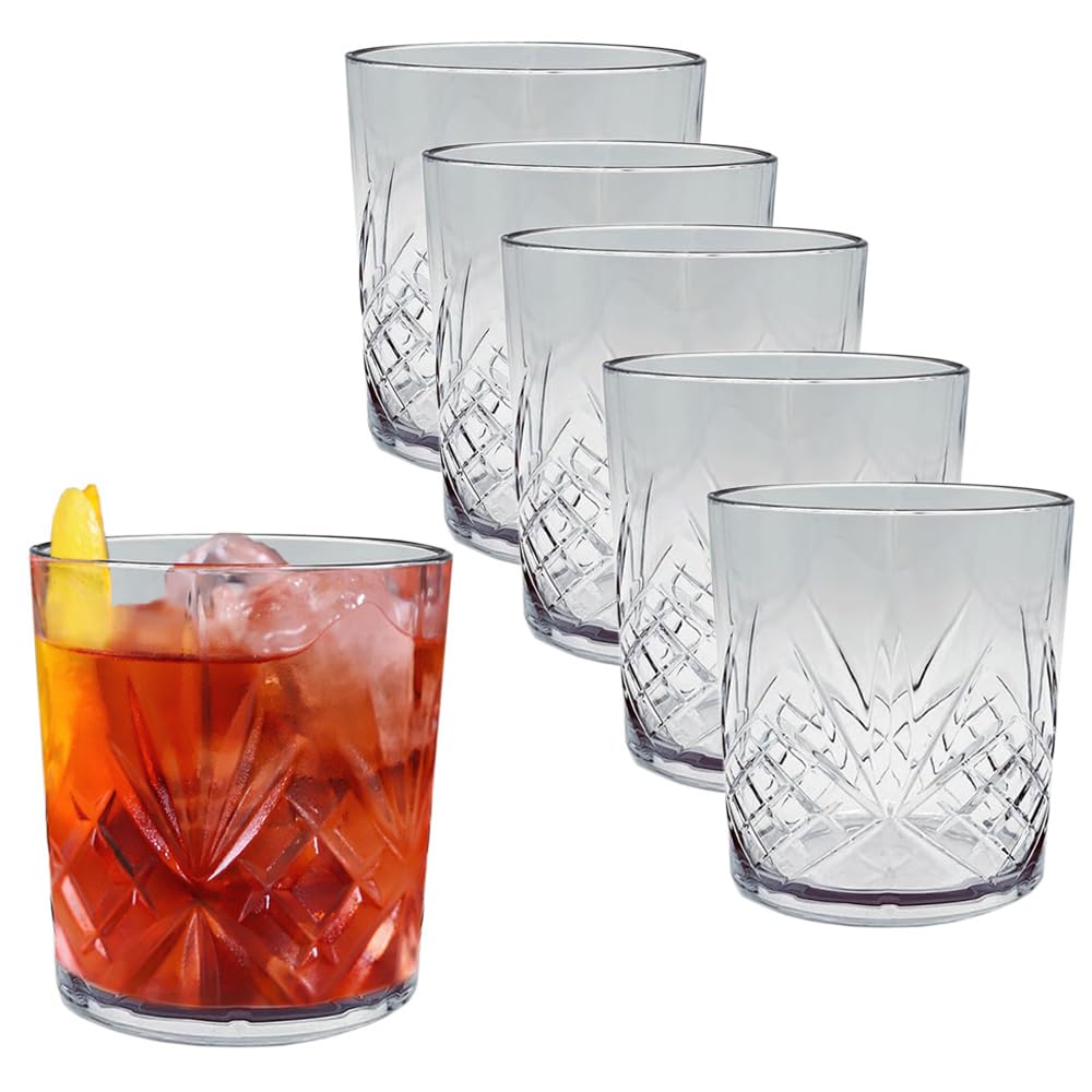VIRSUS 6 Bicchieri Trasparenti 2850, capacità 325 cc, Modello FIRENZE, Infrangibili Riutilizzabili, lavabili in lavastoviglie, 100% Riciclabili, Unglassy, per bevande, cocktail (DOF da Whisky)