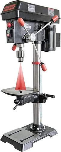 BUCKTOOL 12'' 6 Pole Motor Variable Speed Benchtop Drill Press 360–2000RPM, 3/4HP Powerful Bench Drill Press with Laser and Worklight, Low Speed Tabletop Drilling Machine for Metalworking, Woodworki