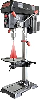 BUCKTOOL 12'' 6 Pole Motor Variable Speed Benchtop Drill Press 360–2000RPM, 3/4HP Powerful Bench Drill Press with Laser and Worklight, Low Speed Tabletop Drilling Machine for Metalworking, Woodworking