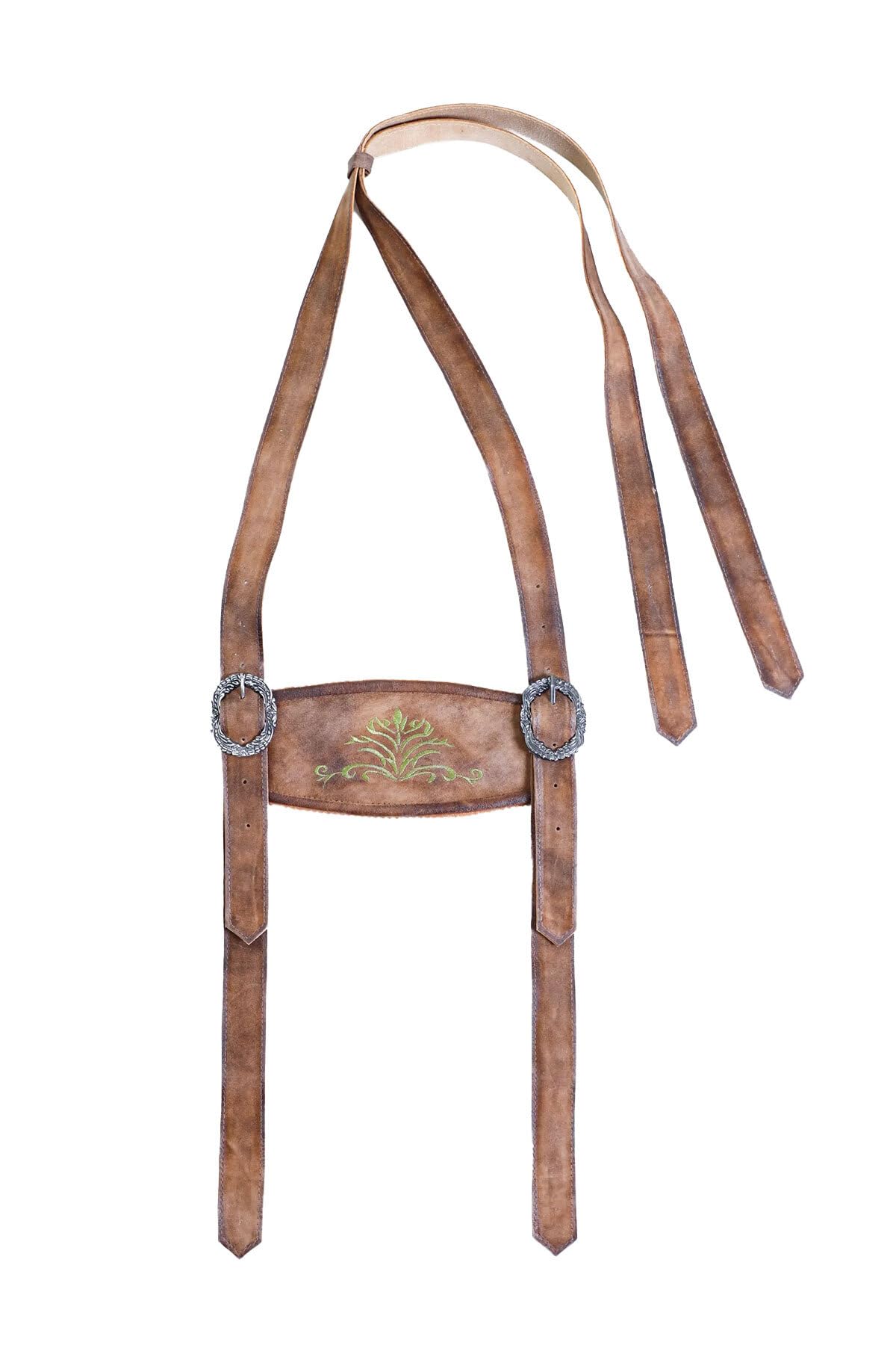 AlpsOak - Bavarian Suspenders for men | Authentic Lederhosen suspenders with buckles for Oktoberfest Costume, Brown, Standard