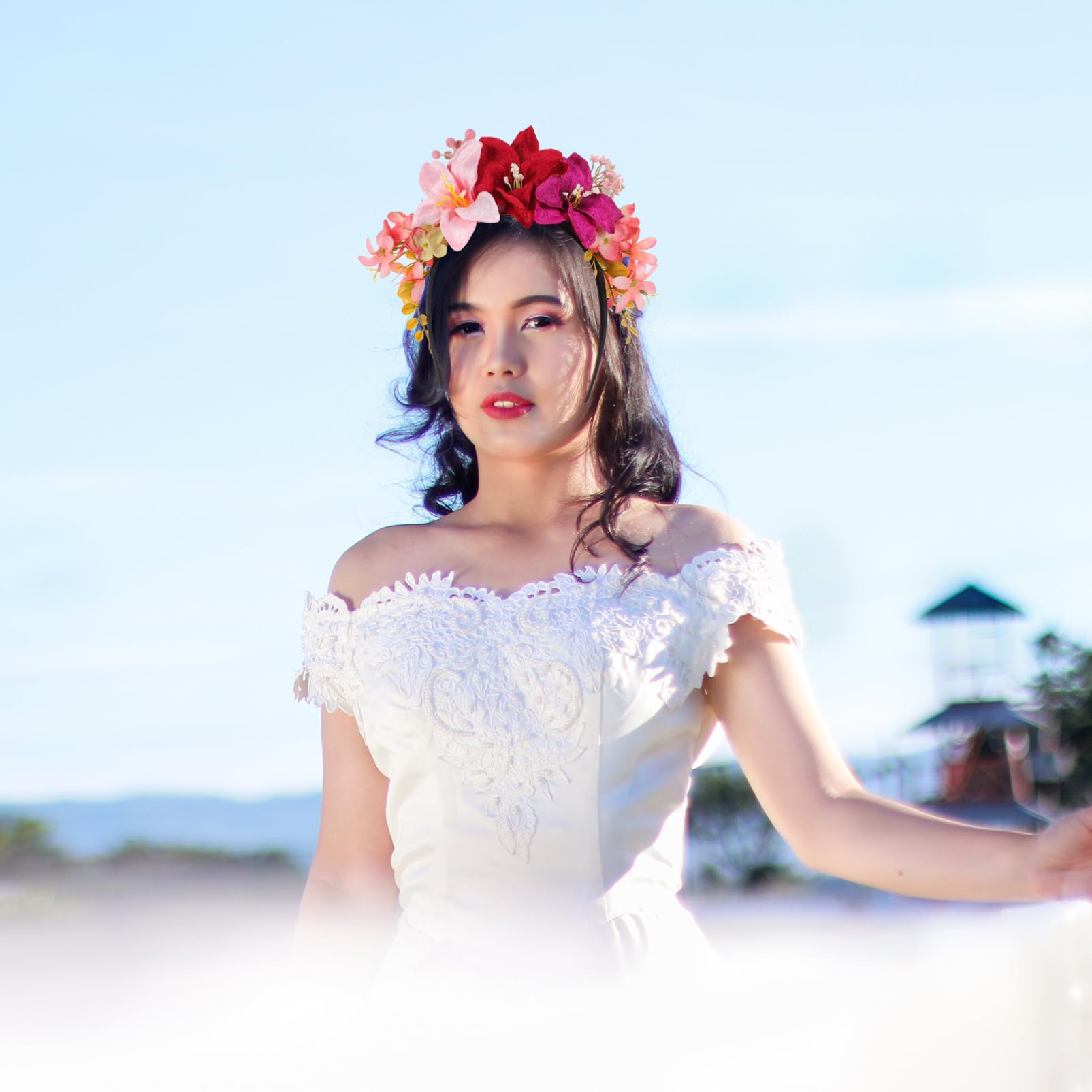 Beavorty 5 Pezzi Di Fascia Per in Tessuto Leggero Con Fiori Di Giglio Alla Moda Per Donne E Ragazze Per Feste E Occasioni Speciali