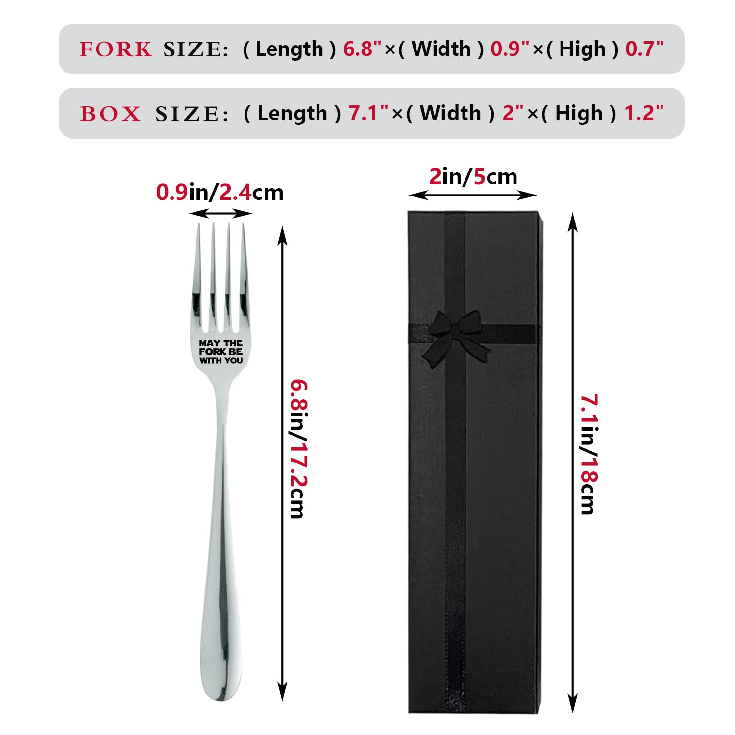 May The Fork Be With You, Funny Engraved Stainless Steel Dinner Dessert Fork with Gift Box — Amazon image 2