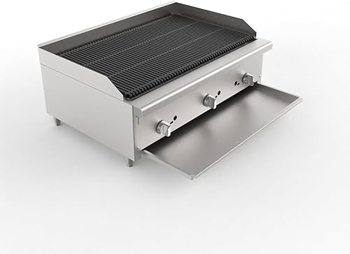 Miniatura 4 de Asador de gas comercial de 36 pulgadas, parrilla de encimera de acero inoxidable con 3 quemadores 84000 BTU, asador de barbacoa de restaurante
