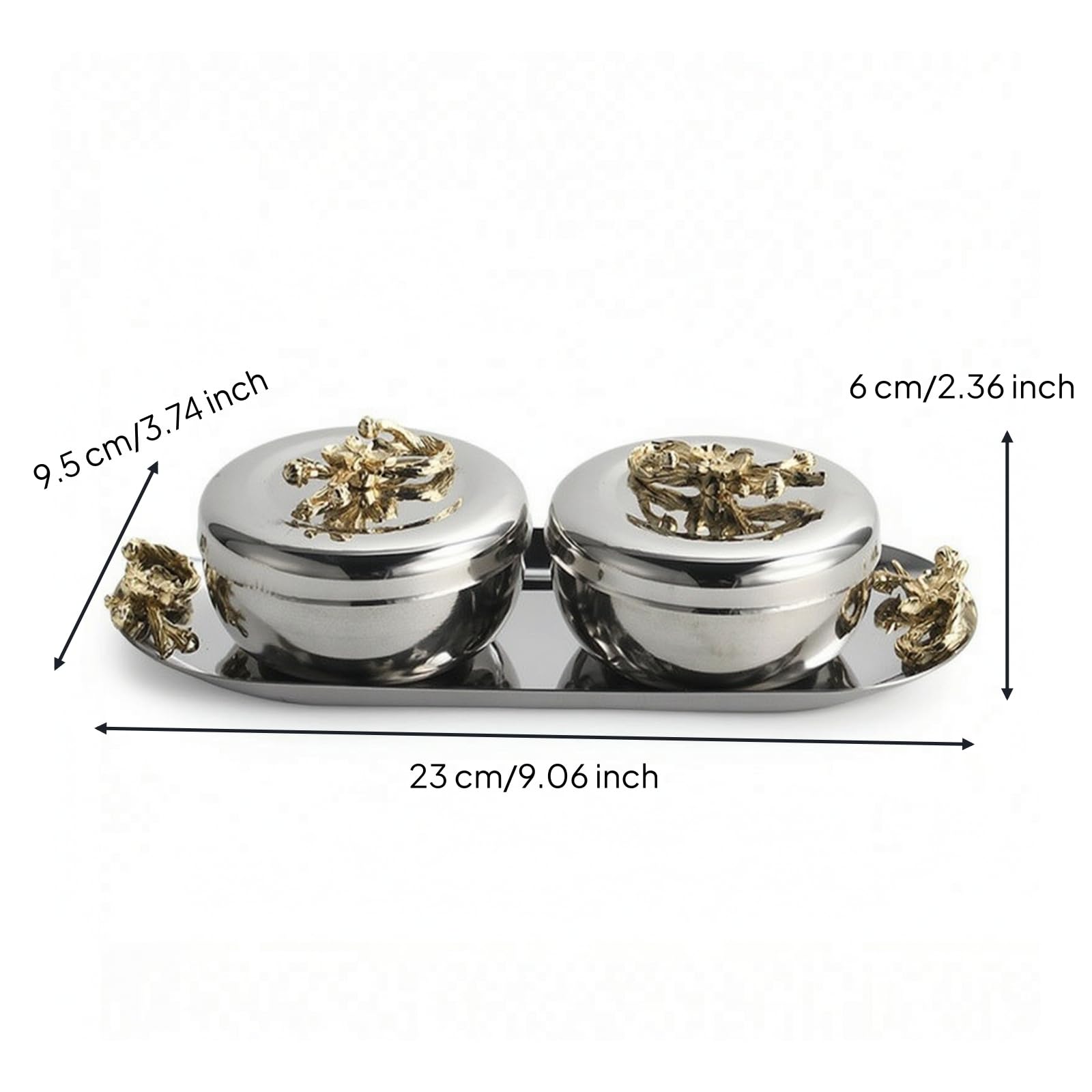 Sharplace Edelstahl Vorratsdose Vorratsglas Aufbewahrungsdose Kaffeedose Teedose mit Runddeckel Und Polierter Oberfläche Dekoratives Florales Ornament Am Deckel, 230 95 60mm