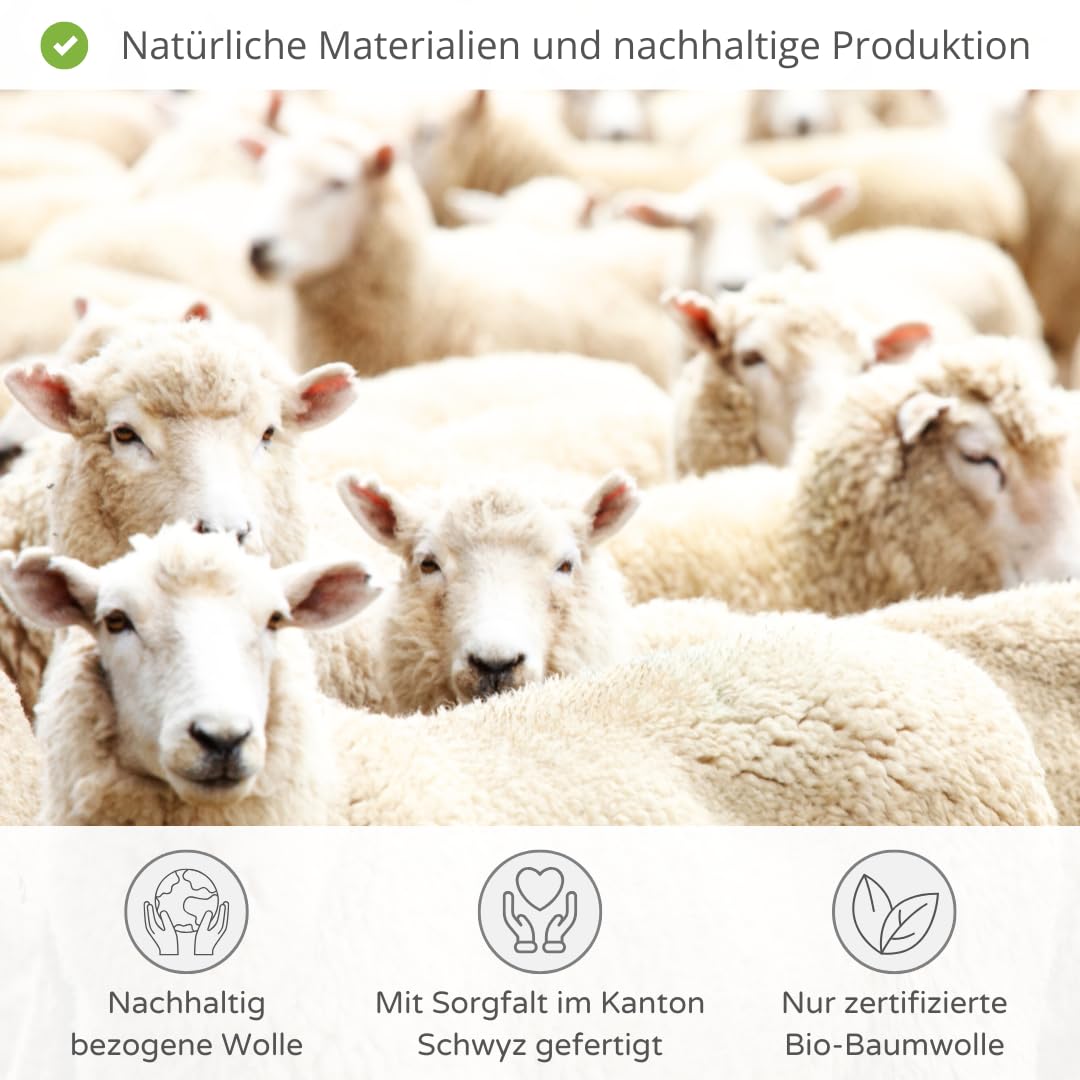 Winter Bettdecke extra warm Bio Baumwolle in Premium Qualität - 460g/m2 Swisswool Füllung (135x200 cm)