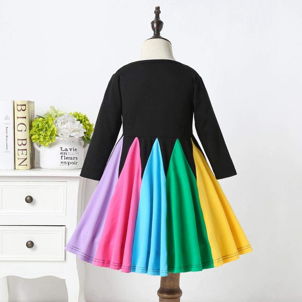 Toddler Baby Girls Rainbow Ruffle Strap Tutu Dress Casual Cotton Twirly Skater Sundress Kids Princess Birthday Outfits