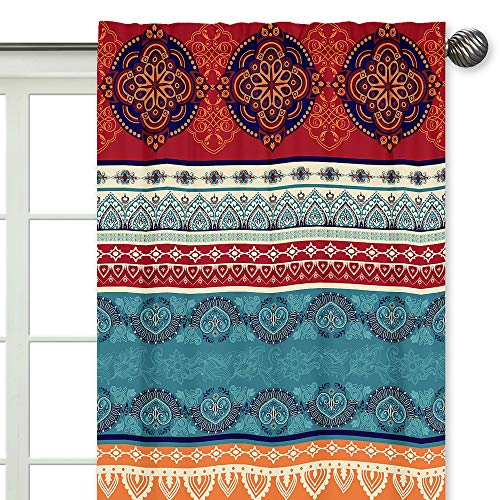 Sweet Jojo Designs Boho Mandala Bohemian Chic Decorative Window Treatment Panels Curtains Drapes Covering Set Of 2-42X84 Colorful Hipster Turquoise Ethnic Vintage Patterned Teal Blue Red Orange #TOP2