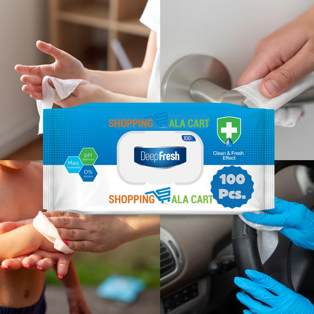 ShoppingAlaCart Multi-Purpose Cleaning Wipes for Home and Office, 100 Count Per Pack, Pop-Top, Resealable 100 Count (Pack of 3)