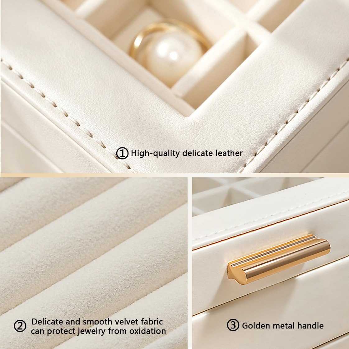 ZPROW Jewelry Box Organizer for Women with Glass window, 5-Layer Jewelry Storage, with 5 Drawers Jewelry case for Necklaces Rings Earrings Bracelets Gift - White image 4