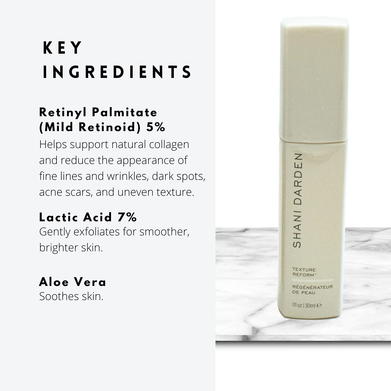 Shani Darden Texture Reform Retinol Lactic Acid Serum 1 oz