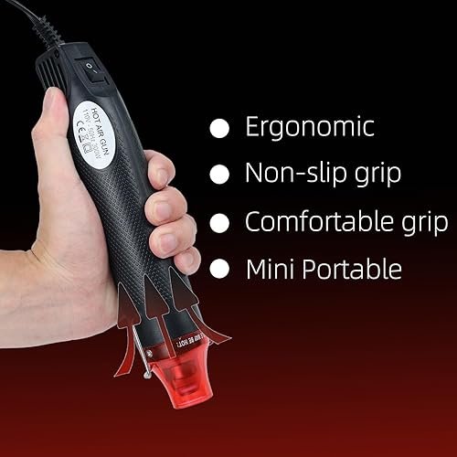 Miniatura 5 de Pistola de calor, pistola de aire caliente de 110 V y 300 W, cable ultra largo de 3.28 pies, pistola de calor portátil con soporte y cable de