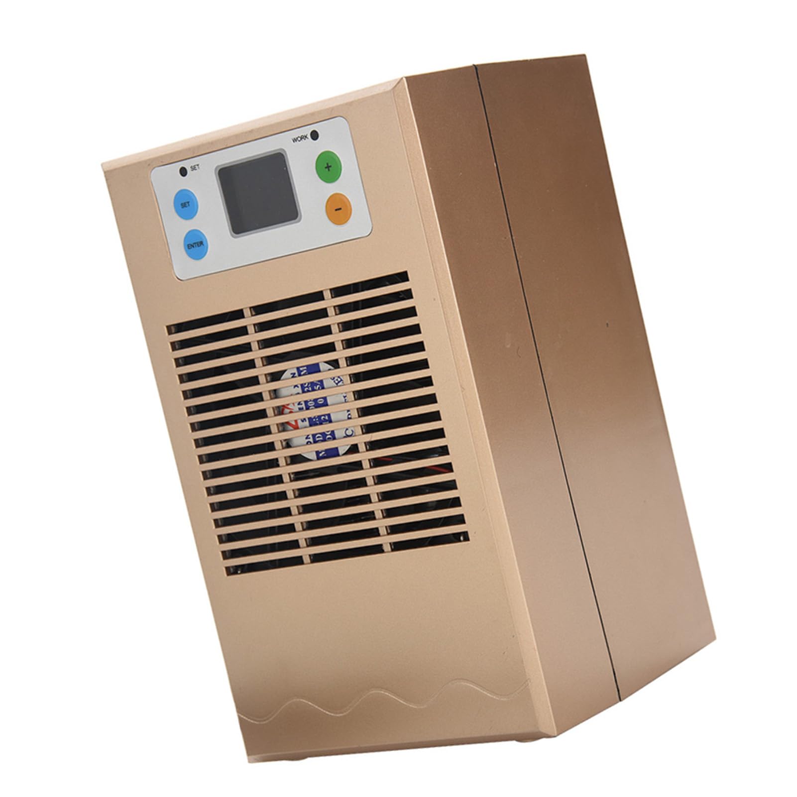 GLOGLOW Enfriador de Acuario con Ventilador Silencioso e Interruptor de Temperatura para Tanques de 10-20L (Refrigeración única Dorada de 70W)