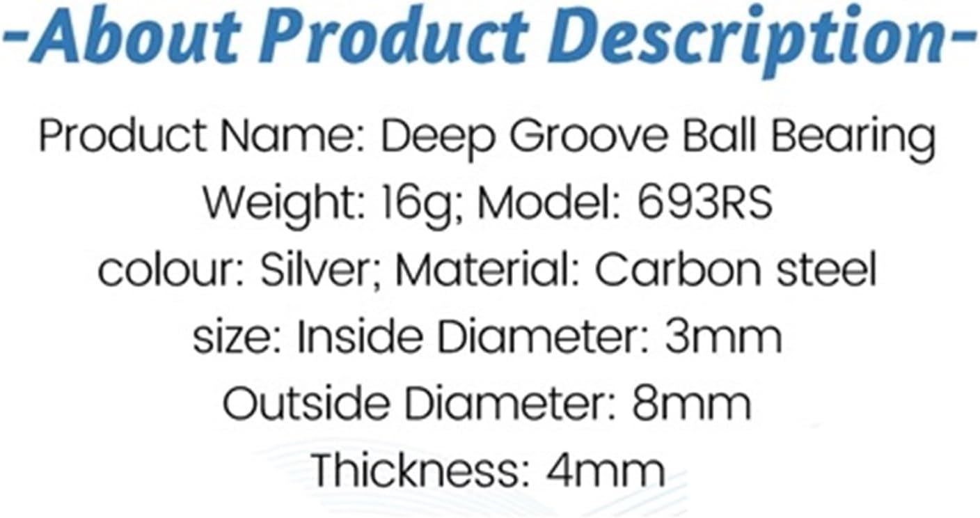 20Pcs 693RS 3x8x4mm Double Sealed Miniature Deep Groove Ball Bearing