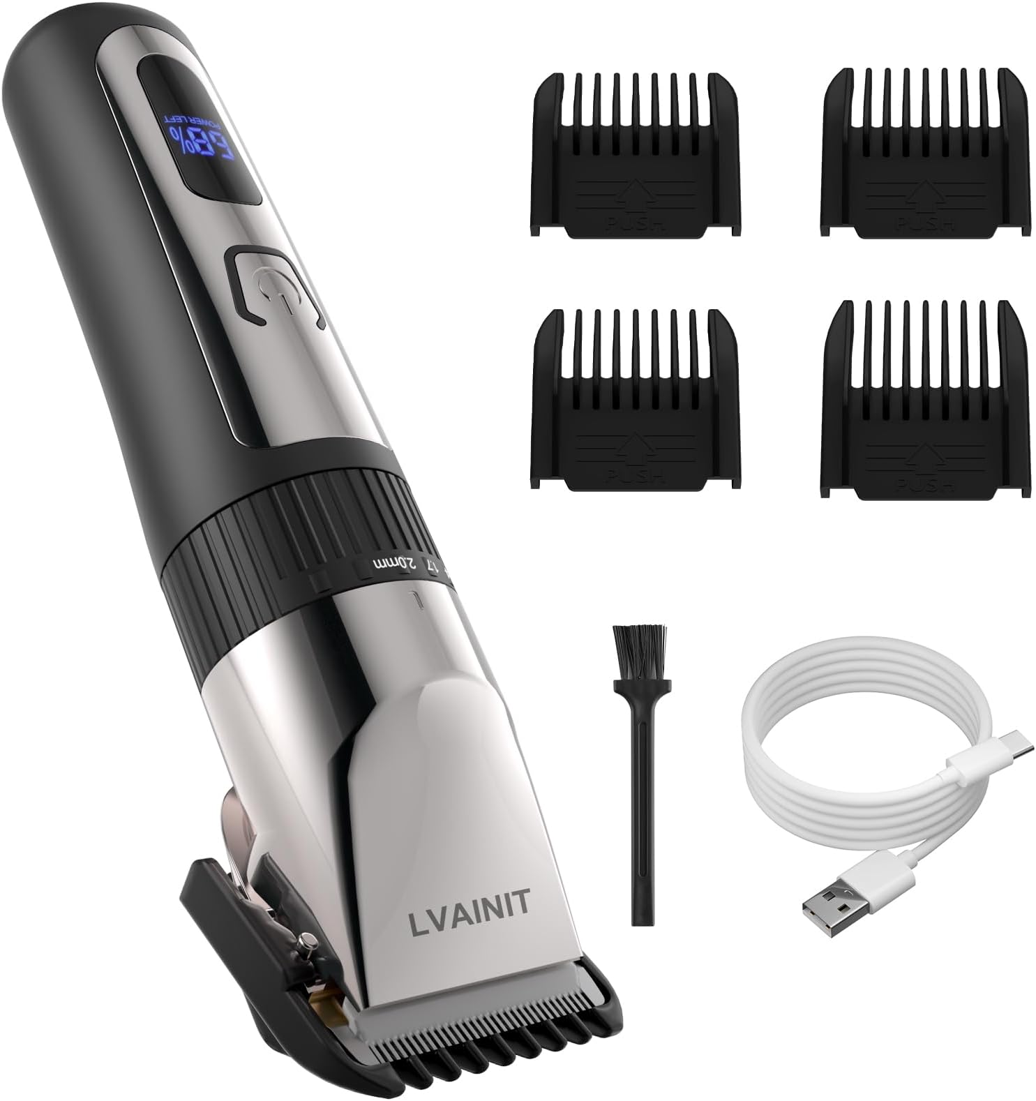 LVAINIT Hair Clippers for Men, Cordless LCD Rechargeable Hair Trimmer Beard Trimmer for Men, Men's Grooming Kit for Hair, Face, Beard, Professional Electric Barber Clippers