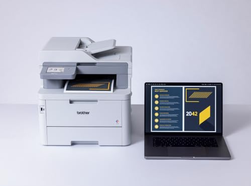 Brother MFC-L8340CDW Professionelles und kompaktes 4-in-1 Farb-LED-Multifunktionsgerät (Drucker, Scanner, Kopierer, Fax, 30 Seiten/Min.) weiß/grau