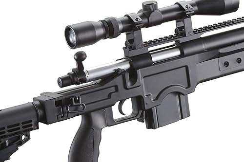 Miniatura 8 de Rifle de francotirador de Airsoft con perno de acero de metal completo de 460 FPS con alcance de 3-9 x 40 y resorte plegable de acción de perno de