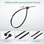Armpow Black Cable Zip Ties Tailles assorties de poids lourds, 1000 PCS Autoportrait 4+6+8+10+12 pouce 18LBS/40LBS Câblé en nylon, parfait pour la maison, bureau, jardin et atelier