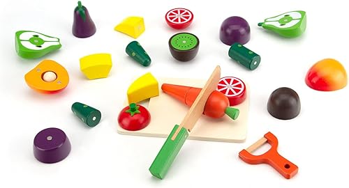 Miniatura 7 de Juegos de comida de madera para niños, cocina para cortar frutas y verduras, juguetes para niños pequeños, juguetes Montessori, regalo para niños y