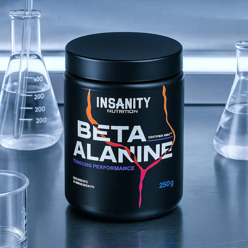 Beta Alanina Premium 100% Pura, 125 Doses, Reduz Fadiga Muscular, Aumenta Resistência, Matéria-Prima Importada, Marca INSANITY