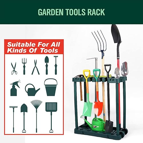 Miniatura 4 de Estante de herramientas de jardín, herramienta de utilidad de garaje al aire libre, mango largo, soporte para trapeador de escoba, torre organizador