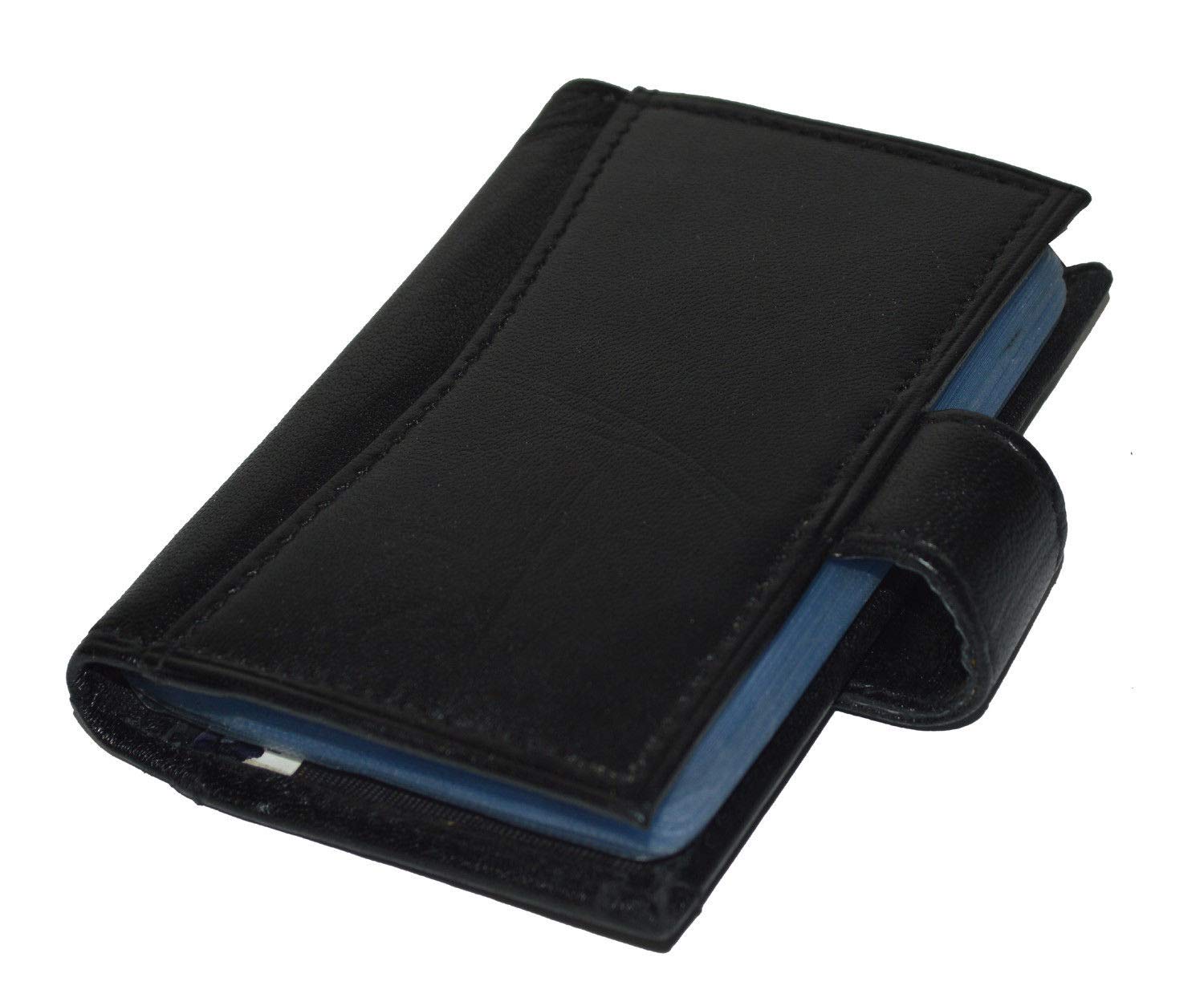 Sale GENUINE LEATHER CREDIT CARD PICTURE HOLDER 32 PAGES WITH SNAP NEW BLACK