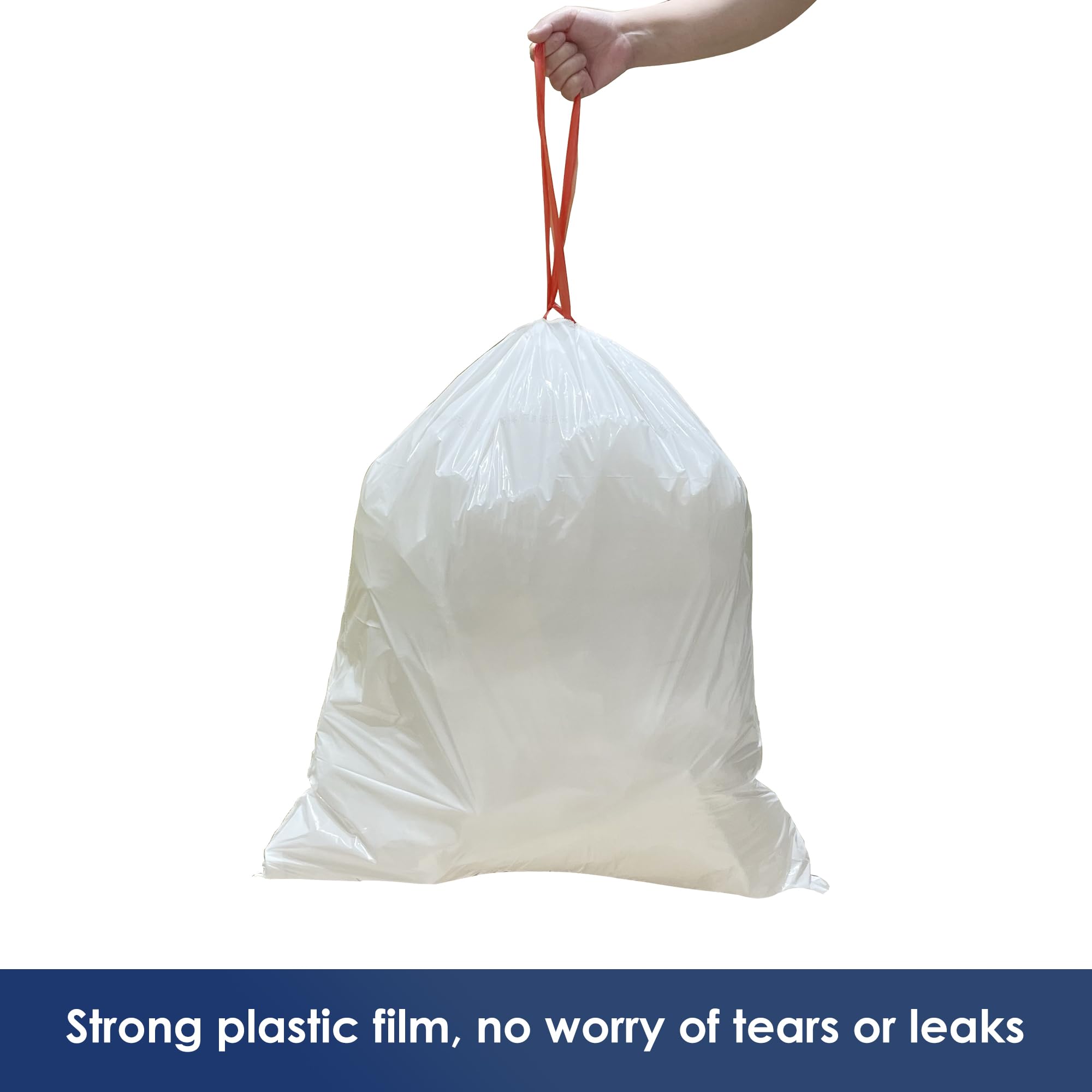 HygiCare Bolsas de basura altas con cordón para cocina, 13 galones, 200 unidades, superfuertes, a prueba de fugas, resistentes, sin perfume