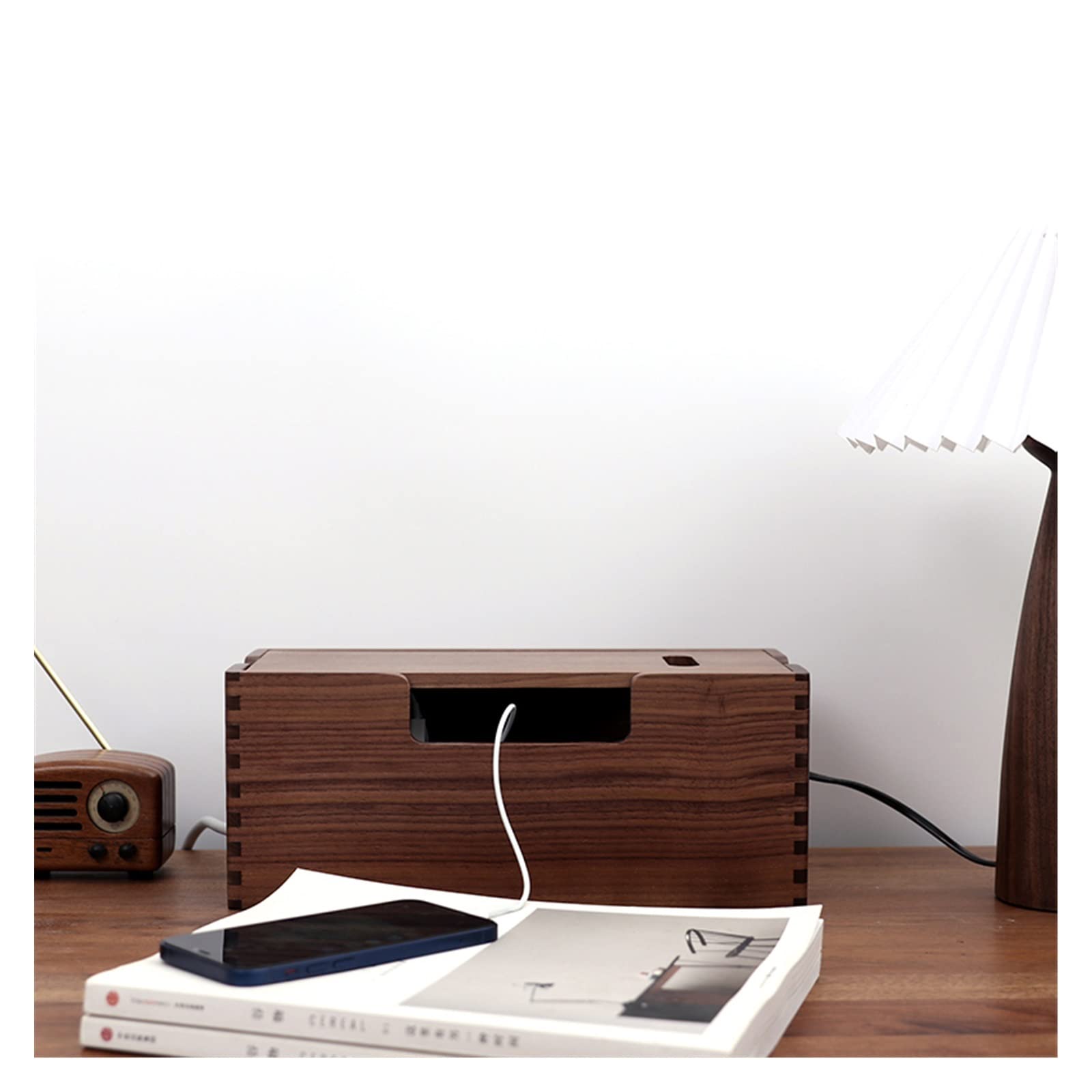 Kabel-Management-Box aus Holz, Kabel-Aufbewahrungsbox, Kabel-Aufbewahrungsbox, kabellose Router-Rack-Reihe und Datenkabel-Abdeckung, Line-Manager, Set-Top-Box, Hub-Box, Kabel-Organizer-Box-Aufbewahrun
