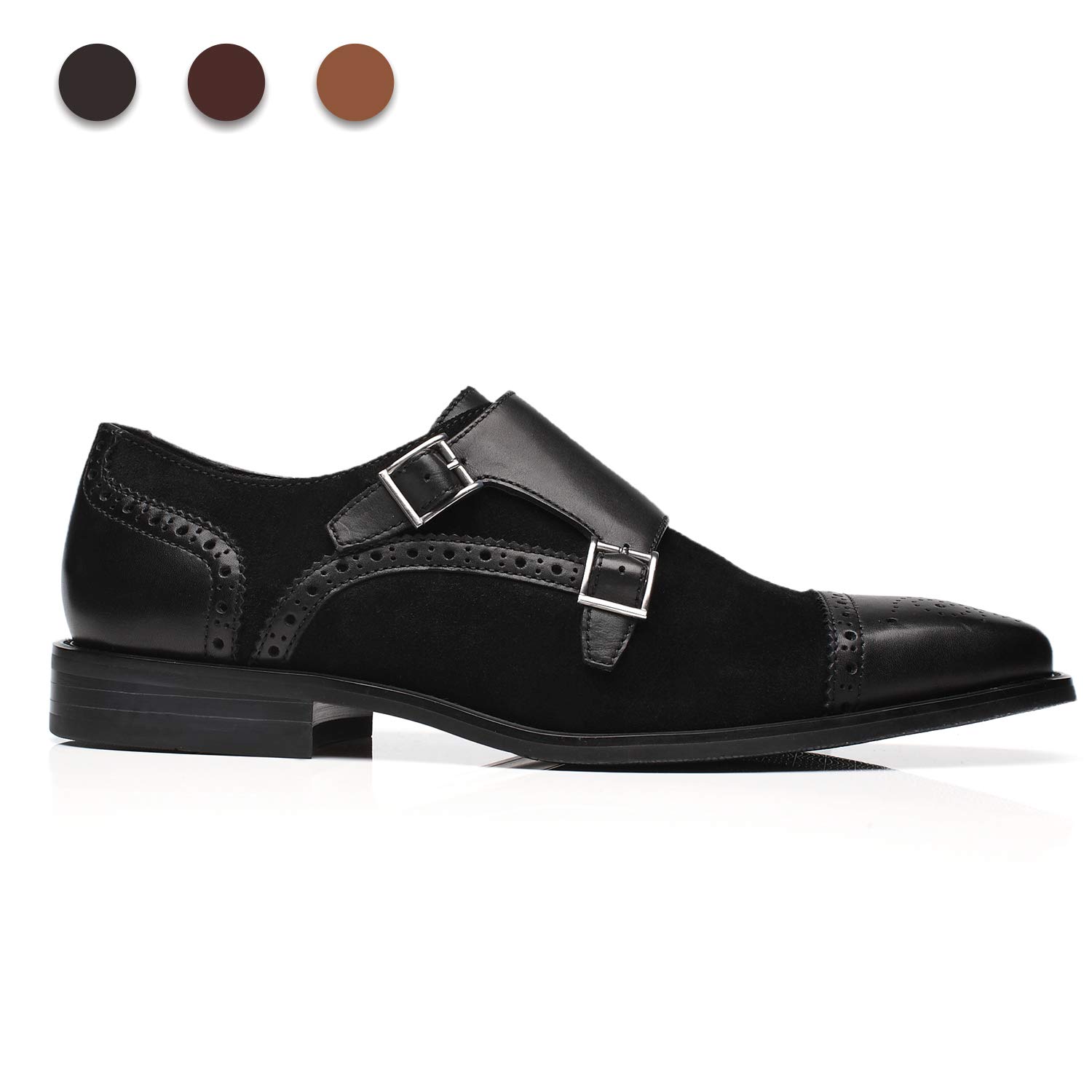 La Milano Herren-Slipper aus Leder mit doppeltem Mönchriemen