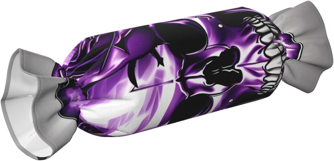 Purple Rose and Skull Print Candy Cylindrical Comfortable Pillow Throw Pillows Home Decor Easy Maintenance