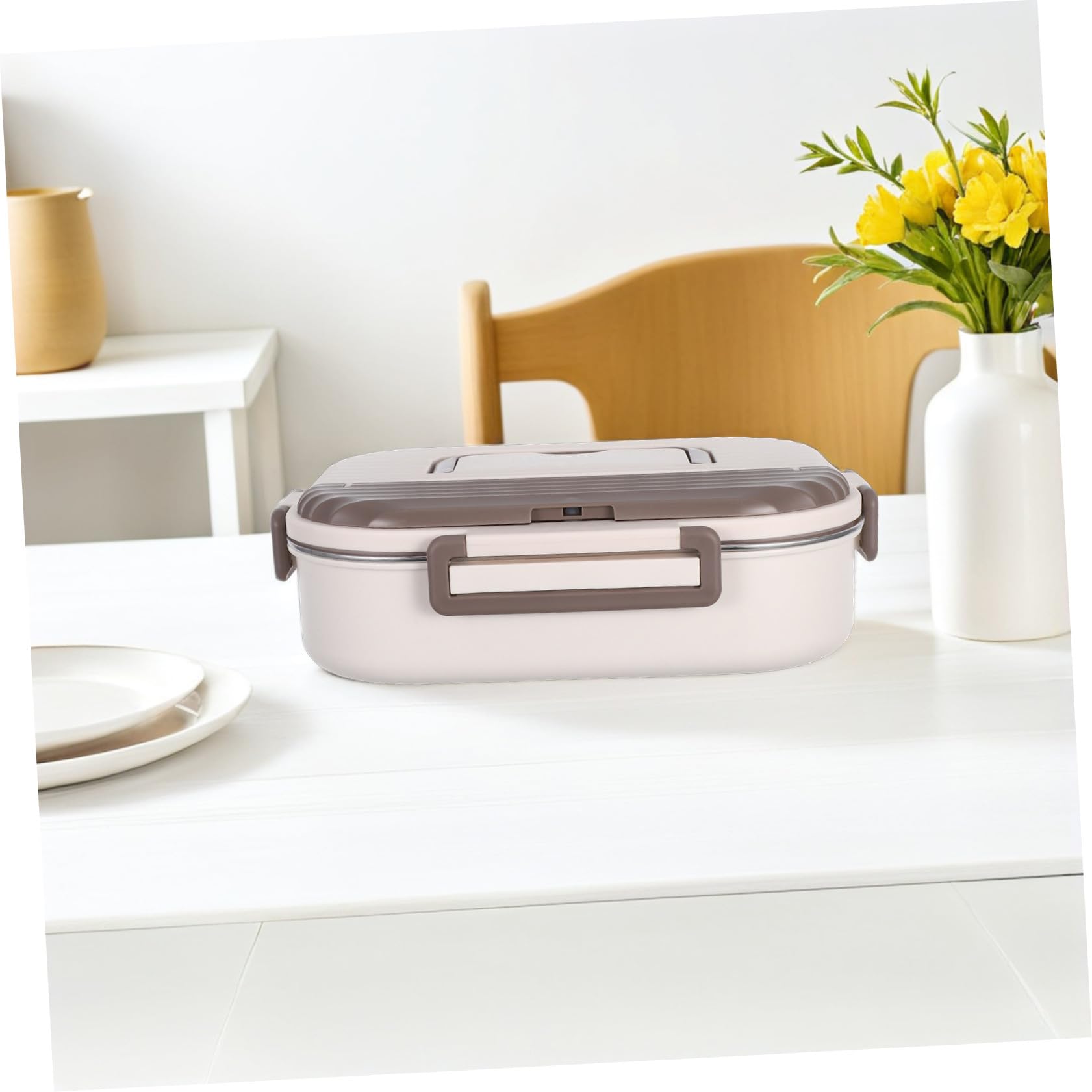 Boîte à Déjeuner Acier Inoxydable Compartiments Boîte Repas Double Étanche pour Adultes Compartiments Polyvalents pour Travail École et Voyage